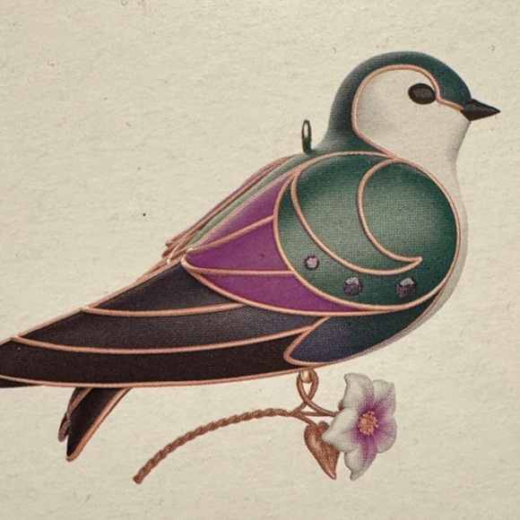 Hallmark Keepsake Swallow Ornament with Green and Purple - Picture 2 of 6